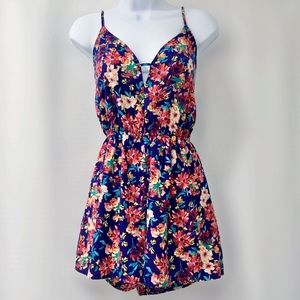 Everly Multicolor Garden Floral Shorts Romper, M